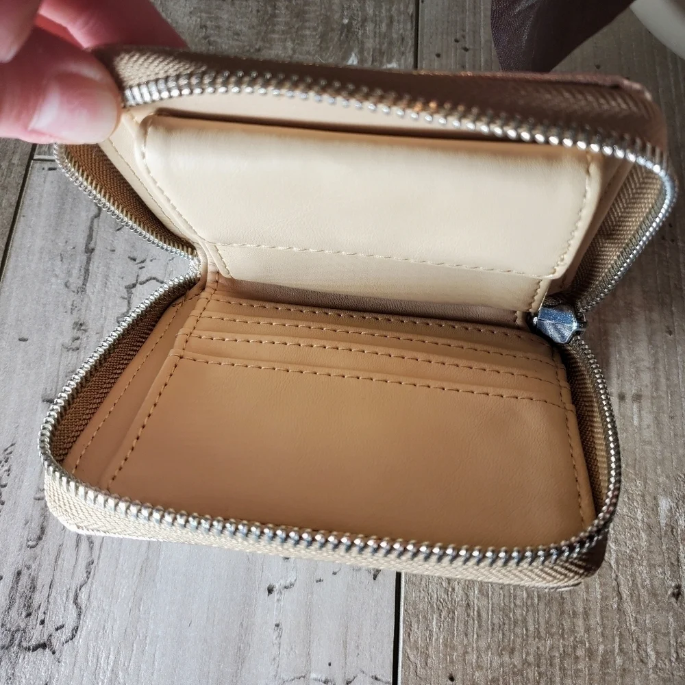 GUESS Los Angeles Abree Small Zip-Around Metallic Rose Gold Wallet NWOT